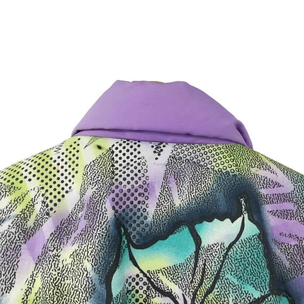 Vintage MDC Abstract Ski Jacket Size 12 Purple Pastel Bomber Color Block Winter - Picture 10 of 12